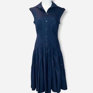 ZAC POSEN Fit & Flair Drop Waist Blue Dress | Size 12